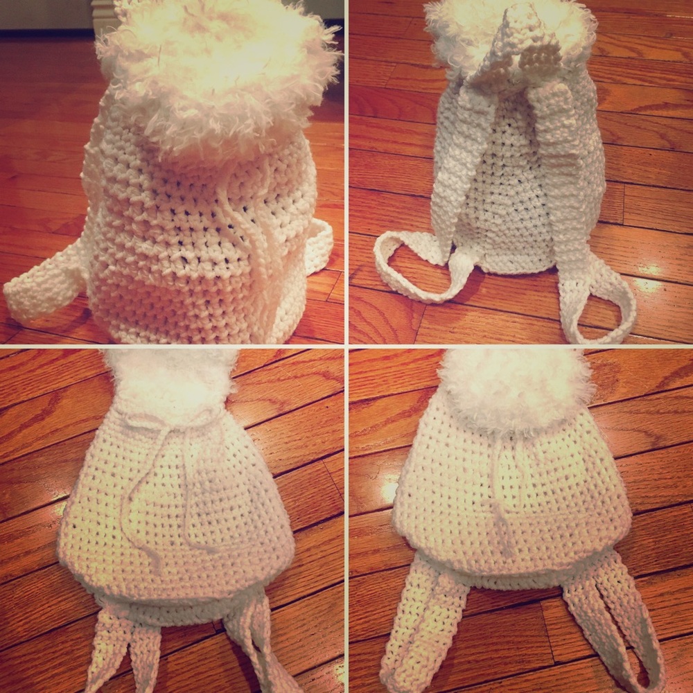 Handmade mini backpack with drawstring closure